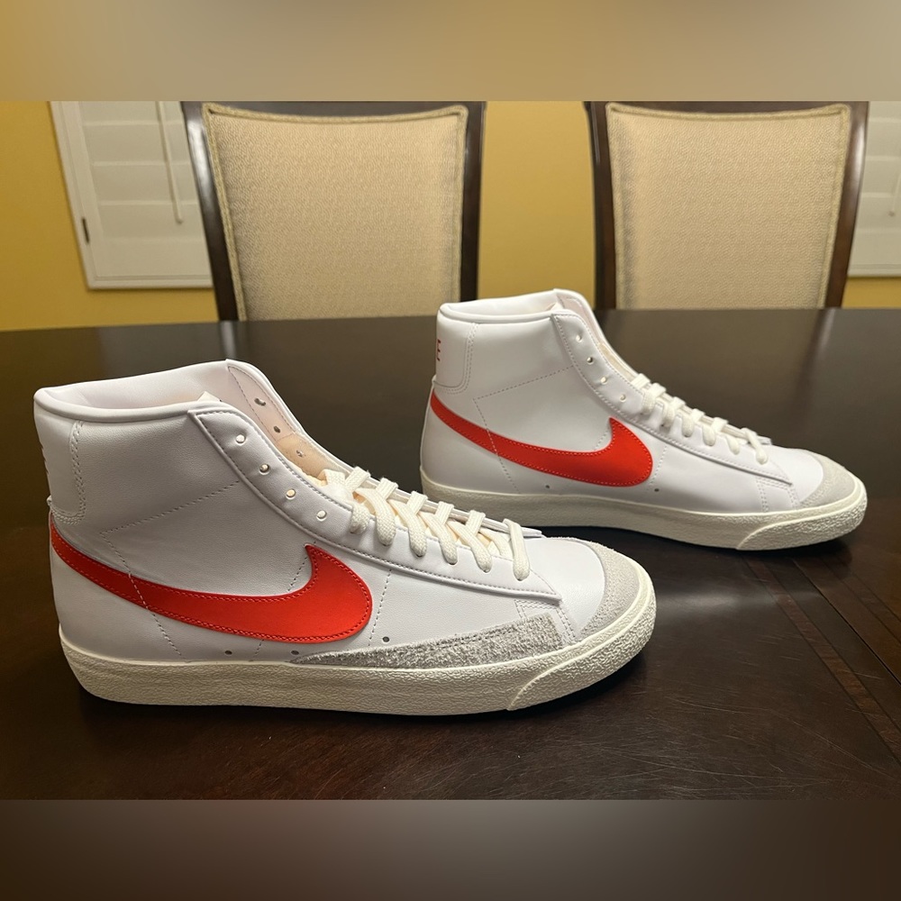 New Nike Blazer Mid 77 White Habanero Red Sneaker Shoes - Picture 3 of 14